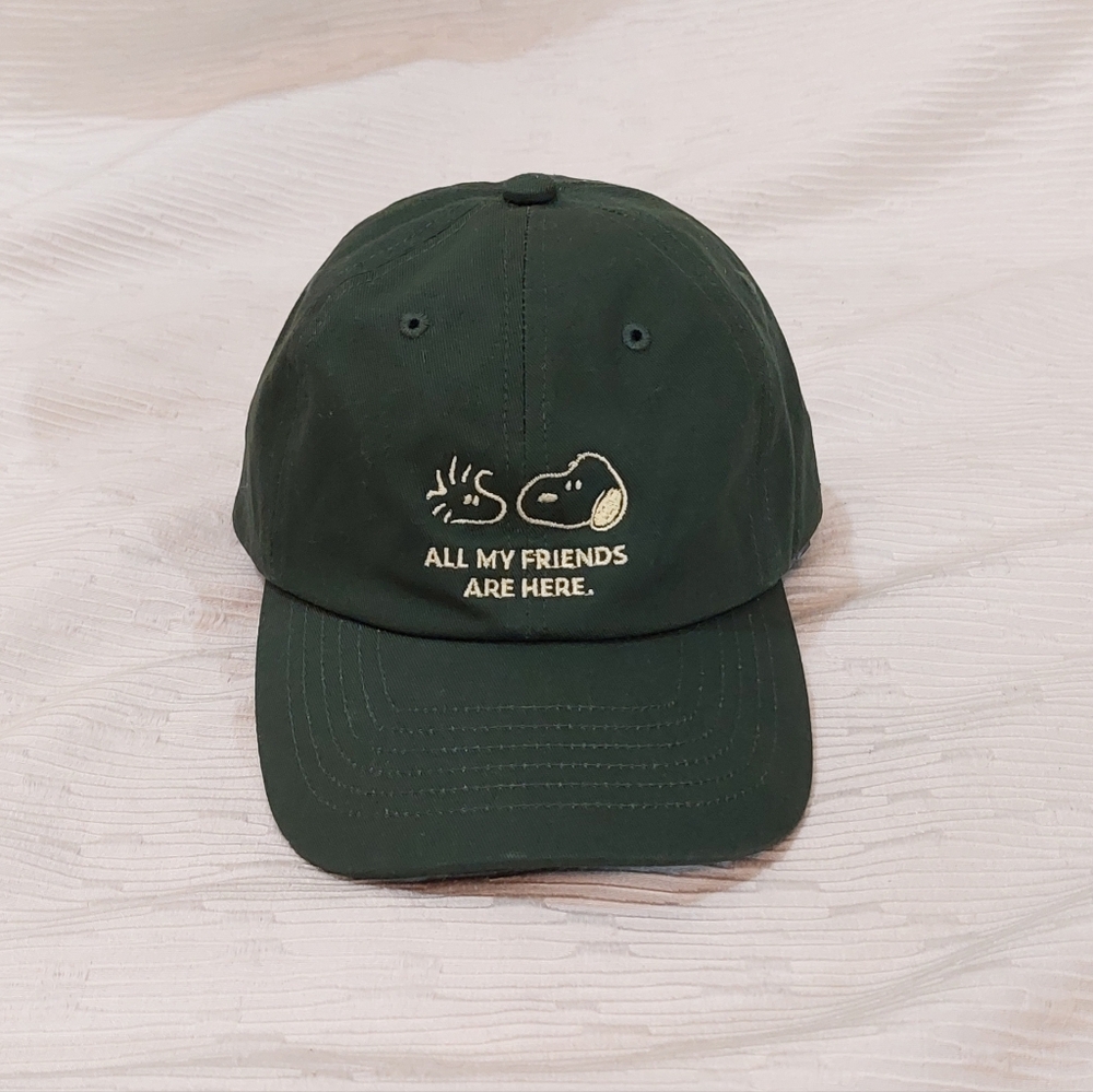 Dark Green Baseball Cap with Snoopy Embroidery